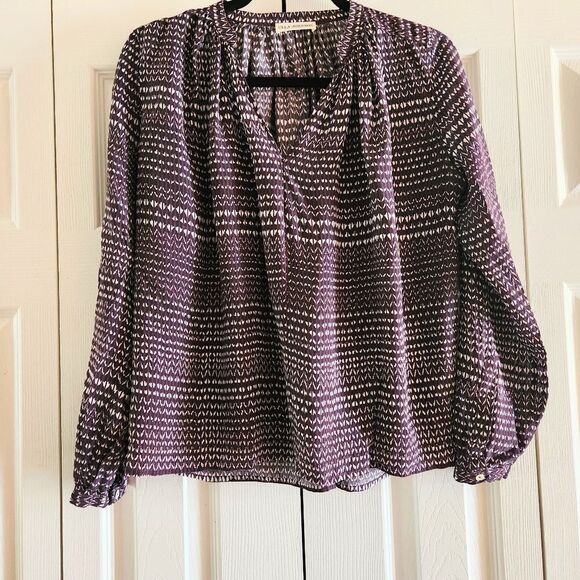 Ulla Johnson Pure Silk Batik Tribal Print Blouse US Women's Size 2 - Picture 3 of 4